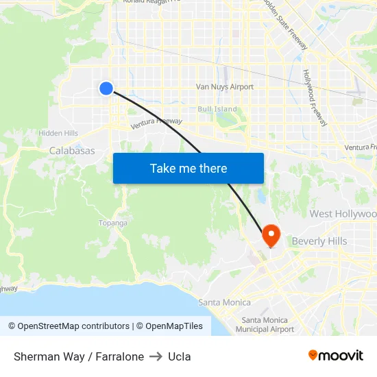 Sherman Way / Farralone to Ucla map