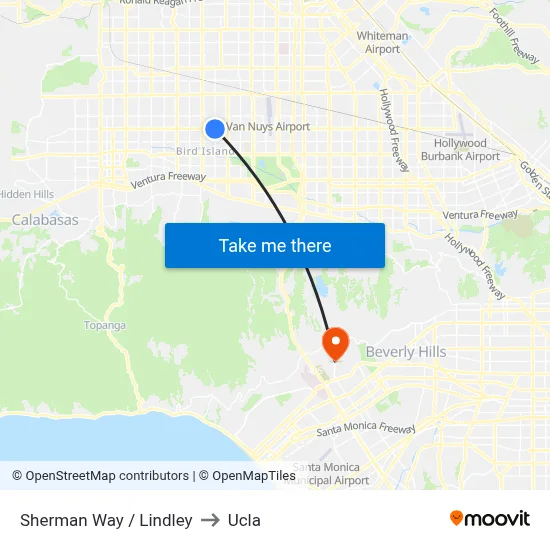 Sherman Way / Lindley to Ucla map