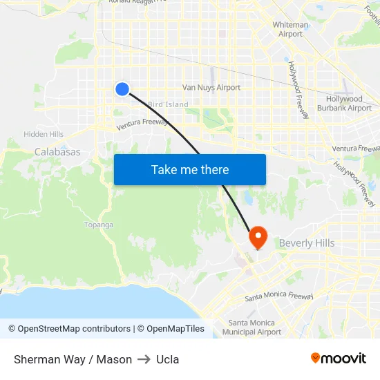 Sherman Way / Mason to Ucla map