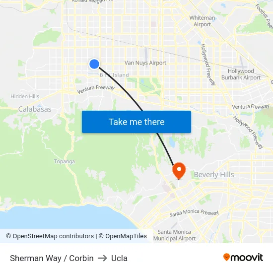 Sherman Way / Corbin to Ucla map