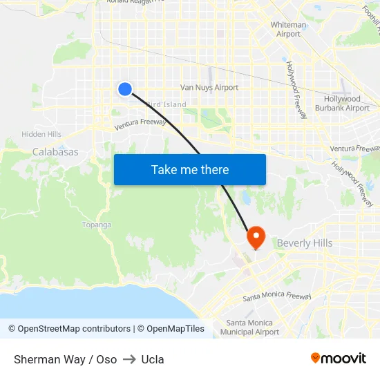 Sherman Way / Oso to Ucla map