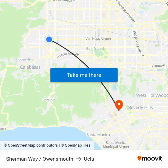 Sherman Way / Owensmouth to Ucla map