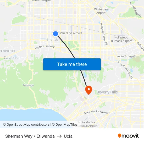 Sherman Way / Etiwanda to Ucla map