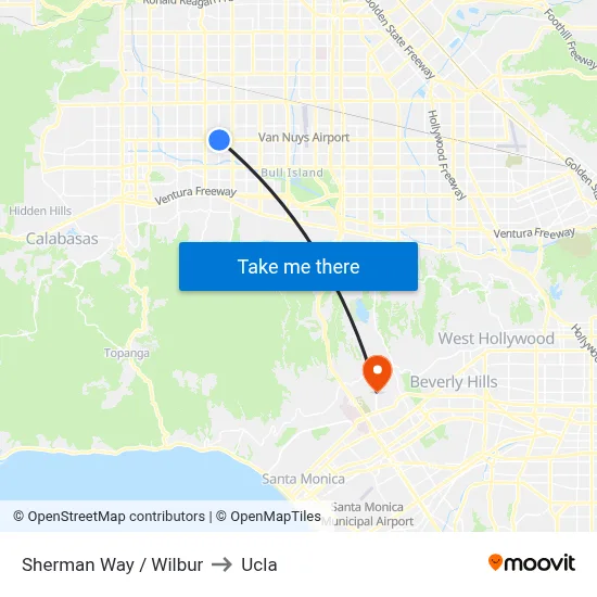 Sherman Way / Wilbur to Ucla map