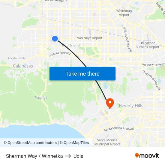 Sherman Way / Winnetka to Ucla map