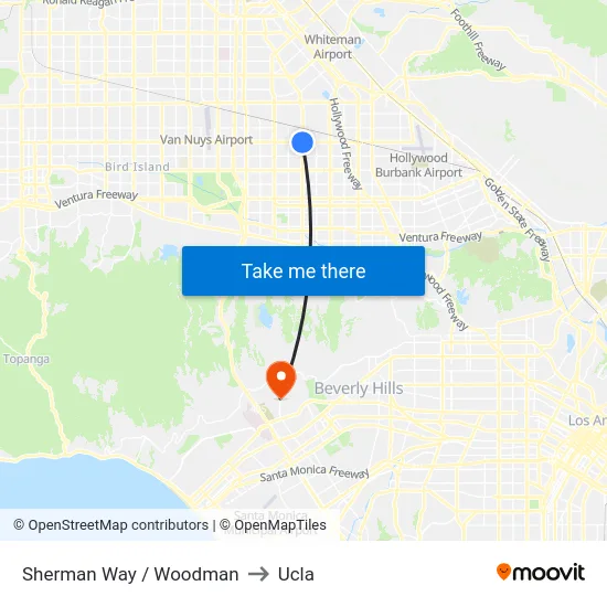 Sherman Way / Woodman to Ucla map
