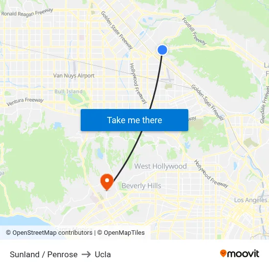 Sunland / Penrose to Ucla map