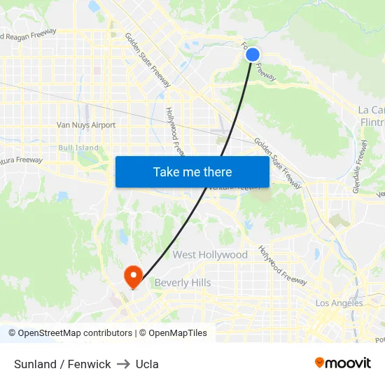 Sunland / Fenwick to Ucla map