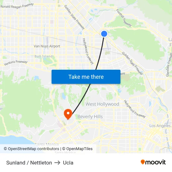 Sunland / Nettleton to Ucla map