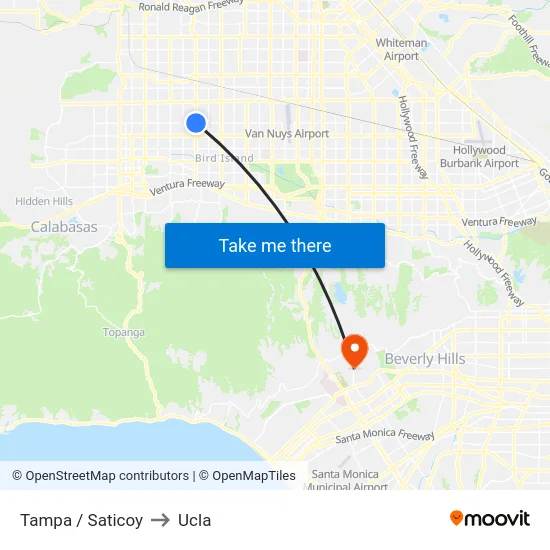 Tampa / Saticoy to Ucla map