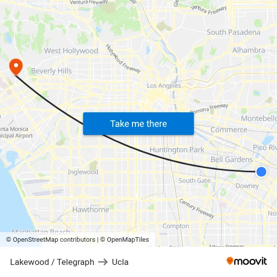 Lakewood / Telegraph to Ucla map