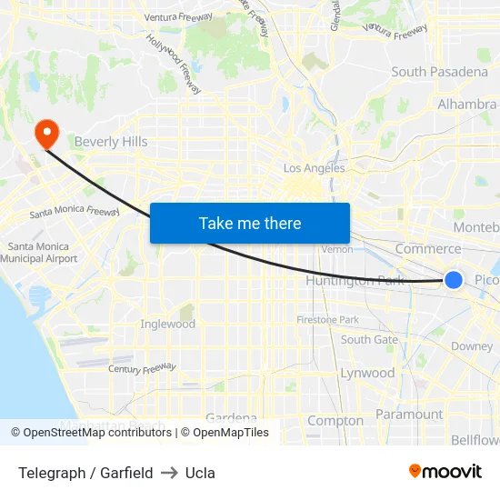 Telegraph / Garfield to Ucla map
