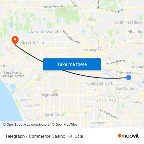 Telegraph / Commerce Casino to Ucla map