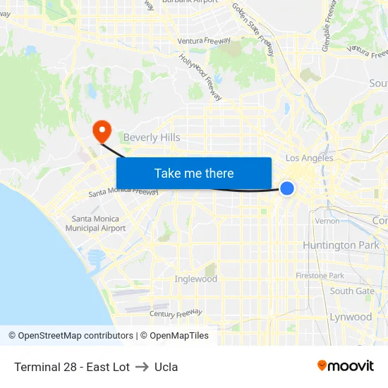 Terminal 28 - East Lot to Ucla map