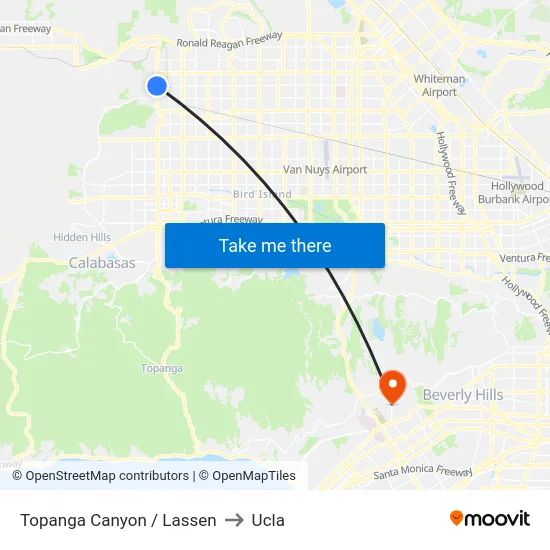 Topanga Canyon / Lassen to Ucla map