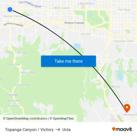 Topanga Canyon / Victory to Ucla map