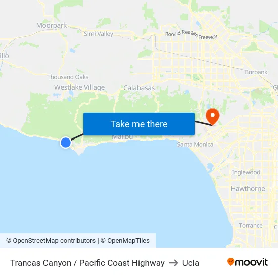 Trancas Canyon / Pacific Coast Highway to Ucla map