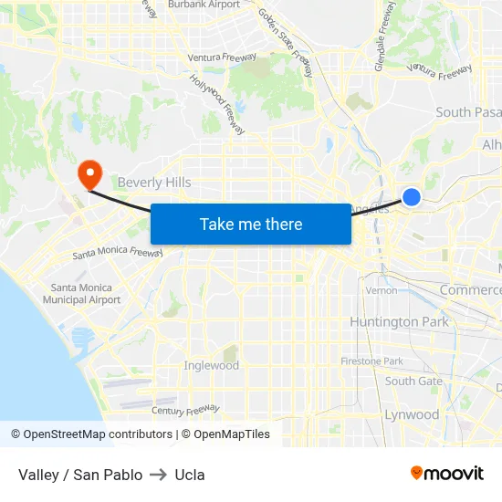 Valley / San Pablo to Ucla map