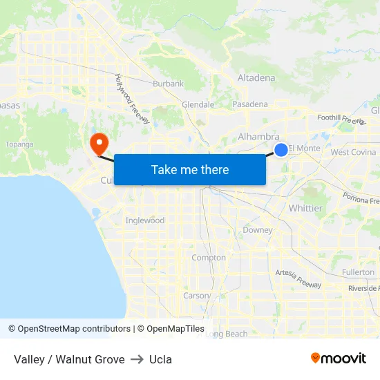 Valley / Walnut Grove to Ucla map