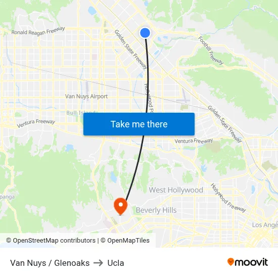 Van Nuys / Glenoaks to Ucla map