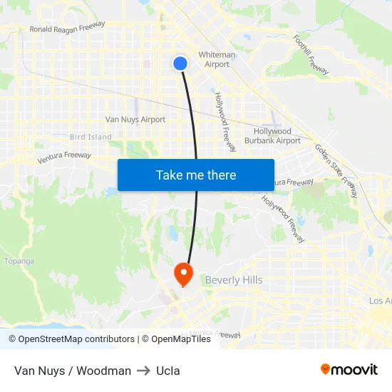 Van Nuys / Woodman to Ucla map