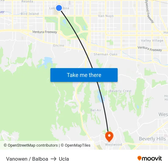 Vanowen / Balboa to Ucla map