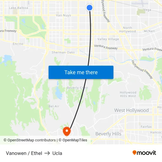 Vanowen / Ethel to Ucla map
