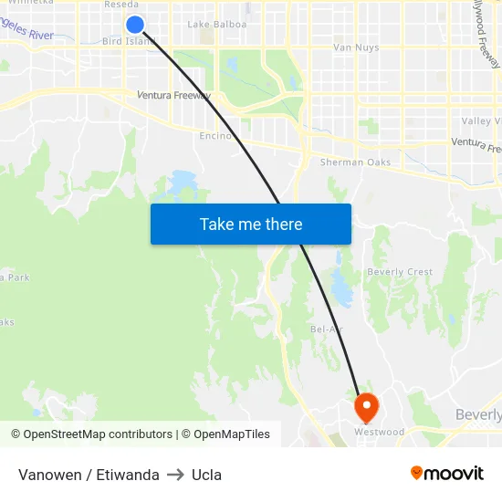 Vanowen / Etiwanda to Ucla map