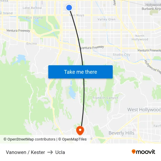 Vanowen / Kester to Ucla map