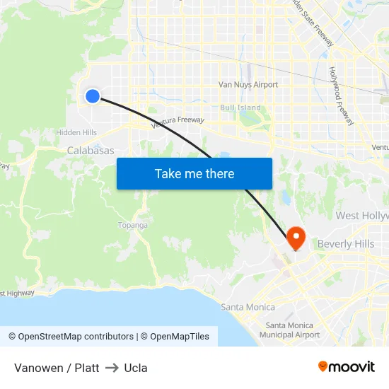 Vanowen / Platt to Ucla map