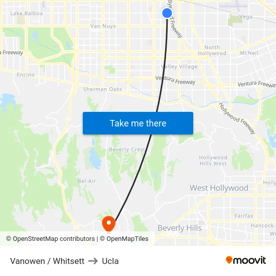 Vanowen / Whitsett to Ucla map