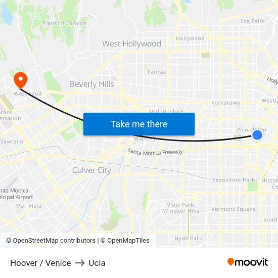 Hoover / Venice to Ucla map