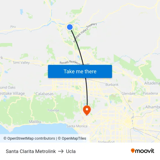 Santa Clarita Metrolink to Ucla map