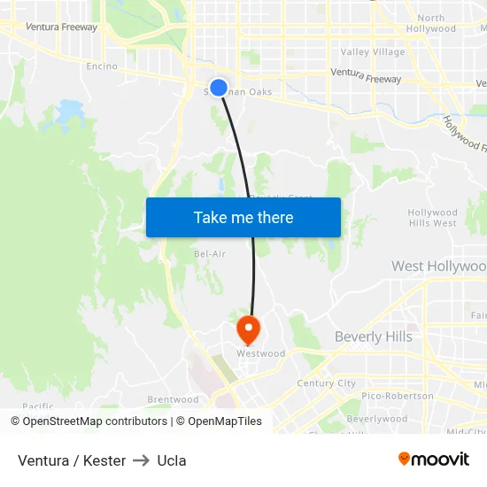 Ventura / Kester to Ucla map
