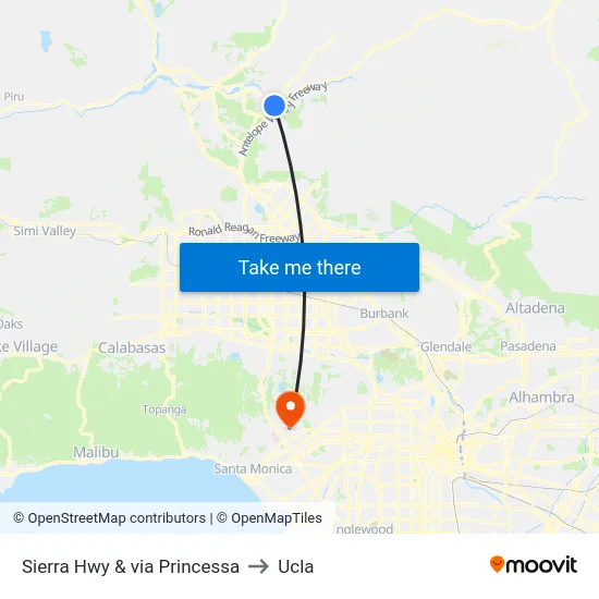 Sierra Hwy & via Princessa to Ucla map