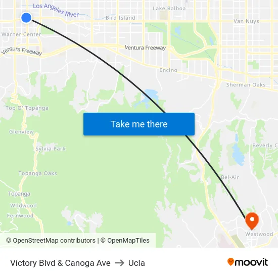 Victory Blvd & Canoga Ave to Ucla map