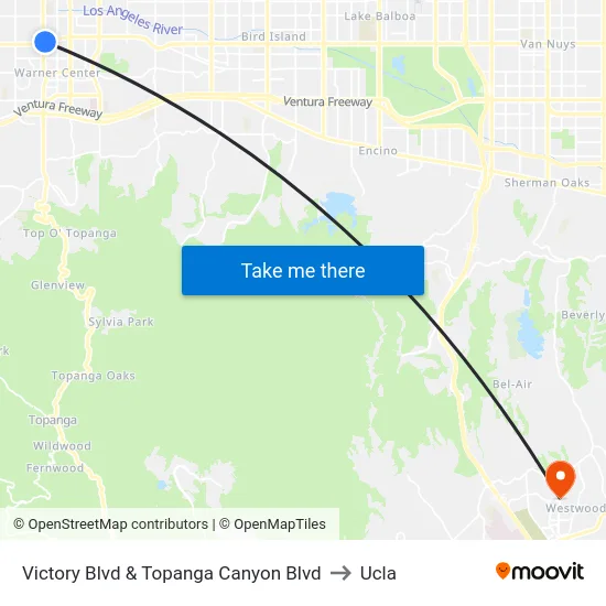 Victory Blvd & Topanga Canyon Blvd to Ucla map