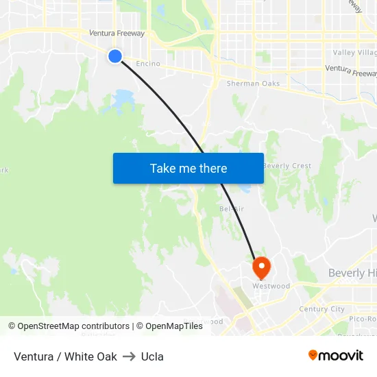 Ventura / White Oak to Ucla map