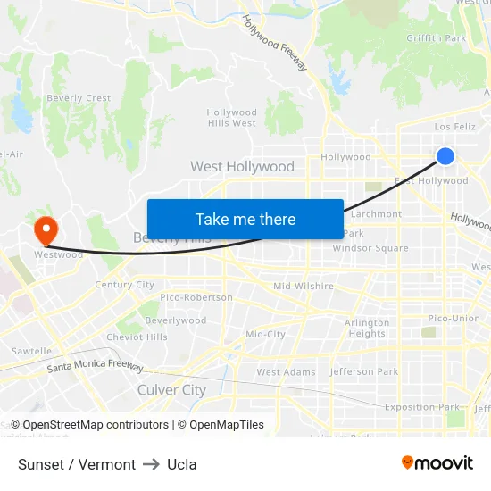 Sunset / Vermont to Ucla map