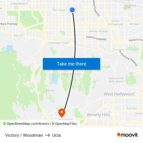 Victory / Woodman to Ucla map