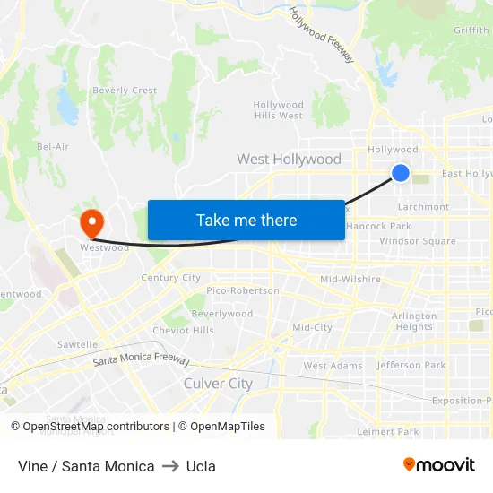 Vine / Santa Monica to Ucla map