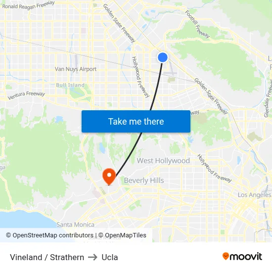 Vineland / Strathern to Ucla map