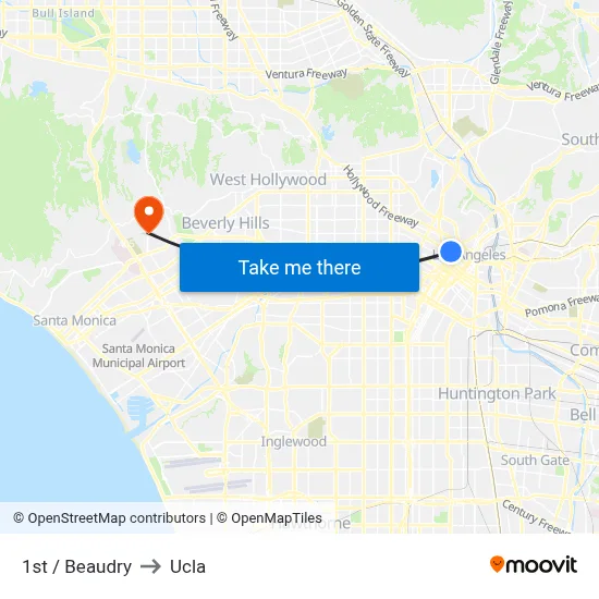 1st / Beaudry to Ucla map