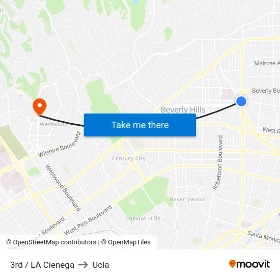 3rd / LA Cienega to Ucla map