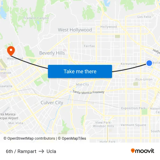 6th / Rampart to Ucla map