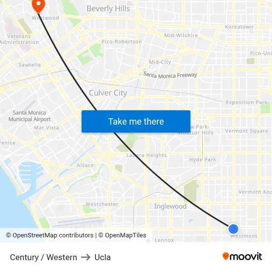 Century / Western to Ucla map