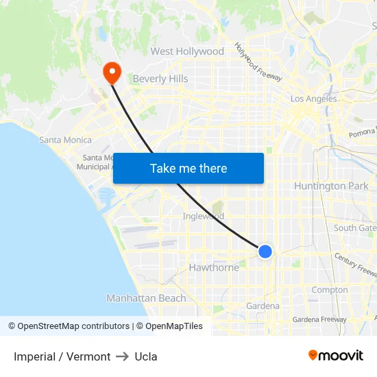 Imperial / Vermont to Ucla map