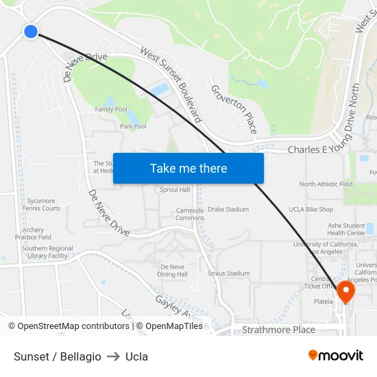 Sunset / Bellagio to Ucla map