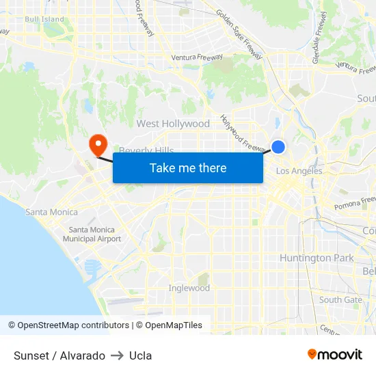 Sunset / Alvarado to Ucla map