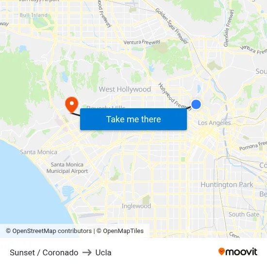Sunset / Coronado to Ucla map